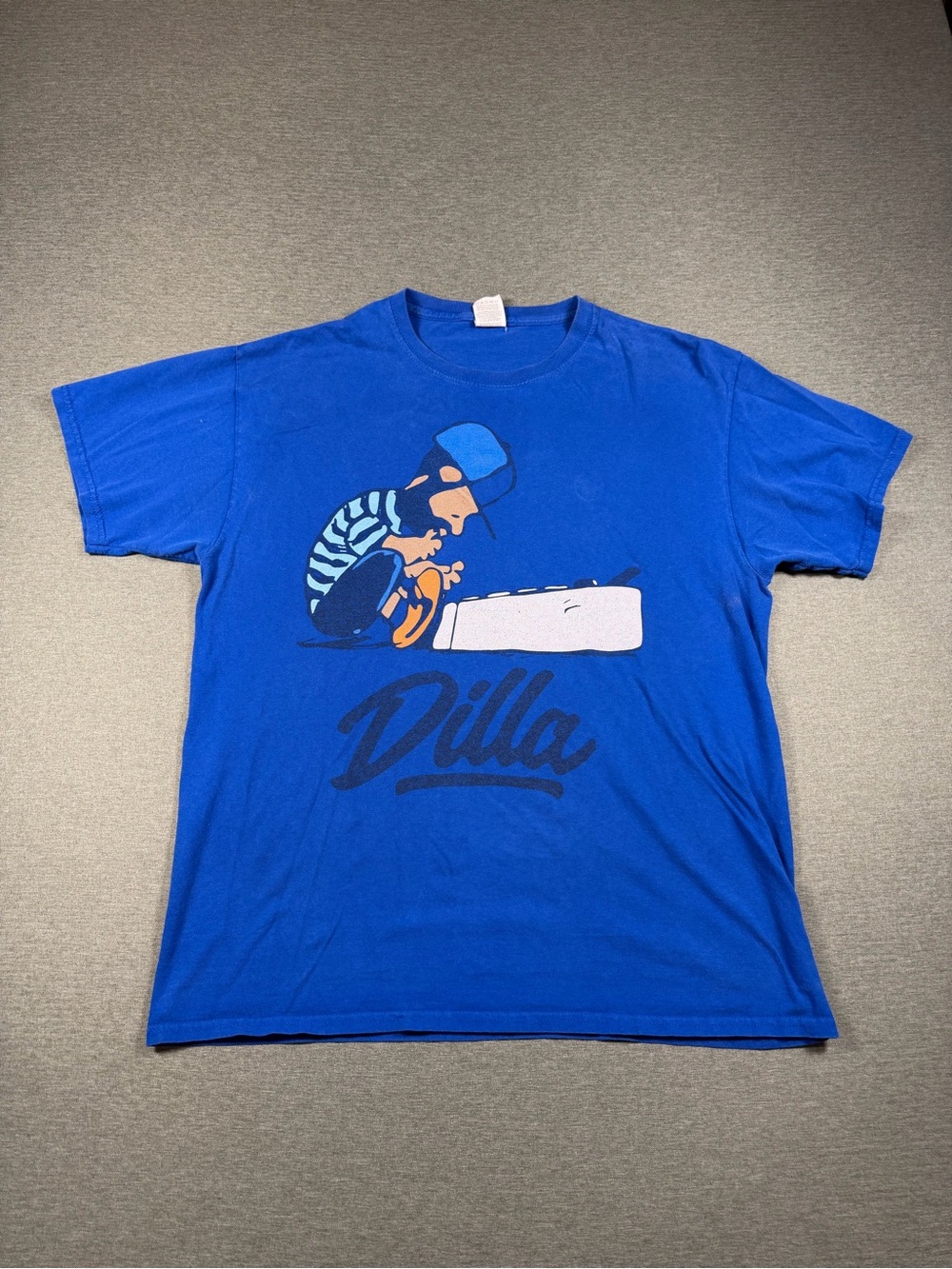 Anvil Royal Blue Graphic Short Sleeve Tee with DJ Illustration